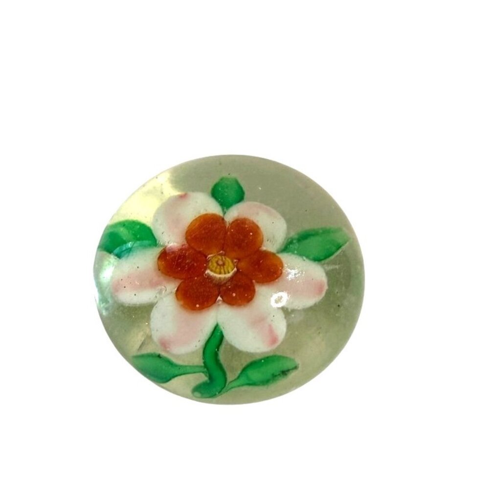 Vintage Flower White, pink orange Paperweight 2" x 2 3/4"